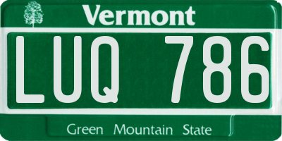 VT license plate LUQ786