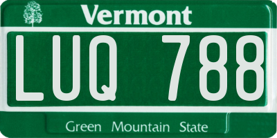 VT license plate LUQ788