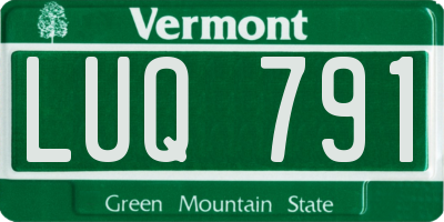 VT license plate LUQ791