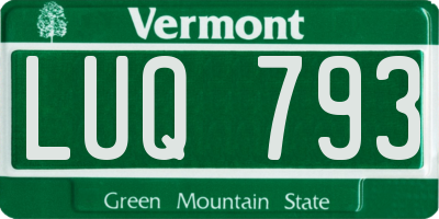 VT license plate LUQ793