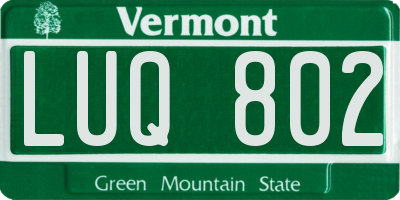 VT license plate LUQ802