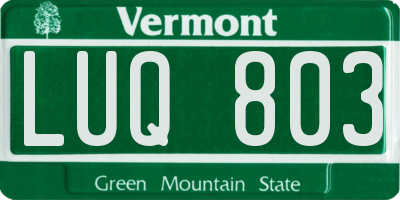 VT license plate LUQ803