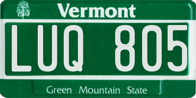 VT license plate LUQ805
