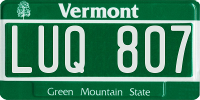 VT license plate LUQ807