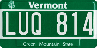 VT license plate LUQ814
