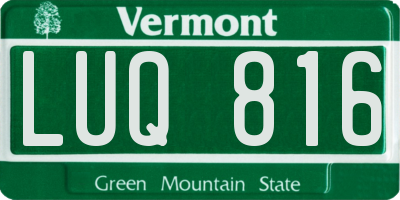 VT license plate LUQ816