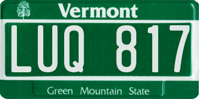 VT license plate LUQ817
