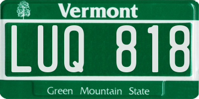 VT license plate LUQ818
