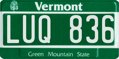 VT license plate LUQ836