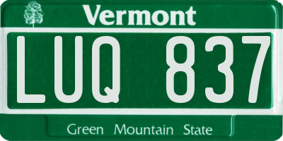 VT license plate LUQ837