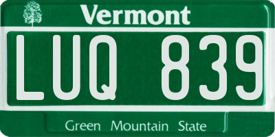 VT license plate LUQ839
