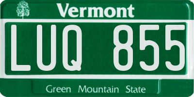 VT license plate LUQ855