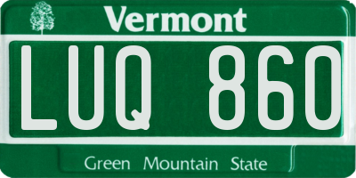 VT license plate LUQ860