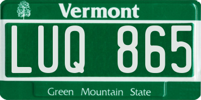 VT license plate LUQ865