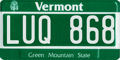 VT license plate LUQ868