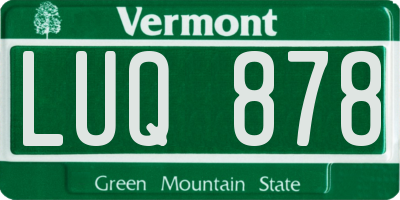 VT license plate LUQ878