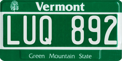 VT license plate LUQ892