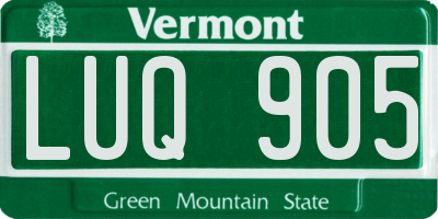 VT license plate LUQ905