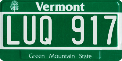 VT license plate LUQ917