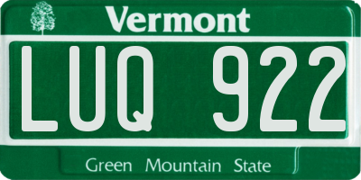 VT license plate LUQ922
