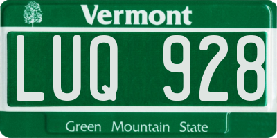 VT license plate LUQ928