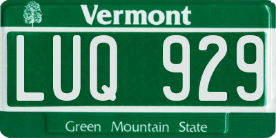 VT license plate LUQ929