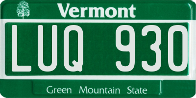 VT license plate LUQ930