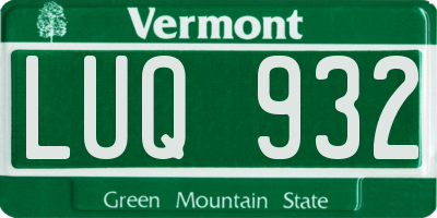 VT license plate LUQ932