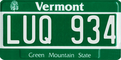 VT license plate LUQ934