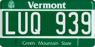 VT license plate LUQ939