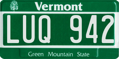 VT license plate LUQ942