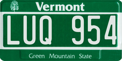VT license plate LUQ954