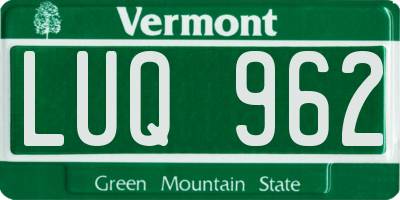 VT license plate LUQ962