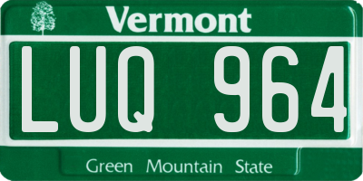 VT license plate LUQ964