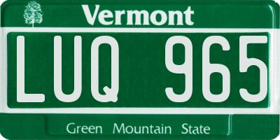 VT license plate LUQ965