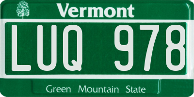 VT license plate LUQ978