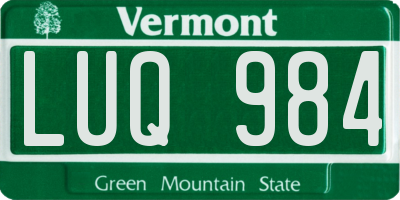 VT license plate LUQ984