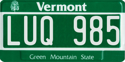 VT license plate LUQ985
