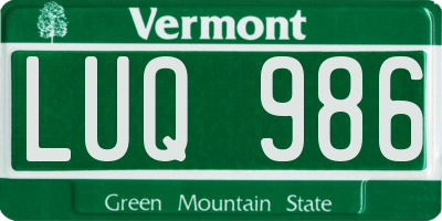 VT license plate LUQ986