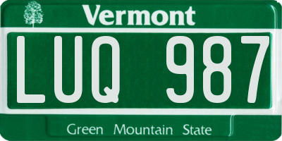 VT license plate LUQ987
