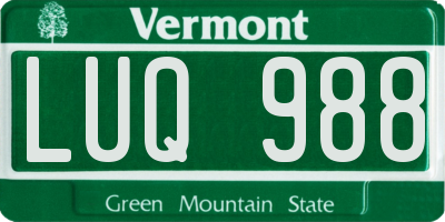 VT license plate LUQ988