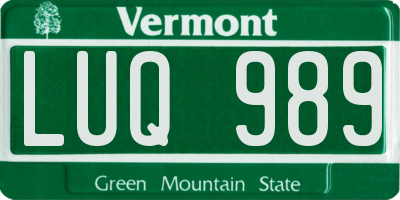 VT license plate LUQ989