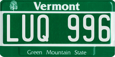 VT license plate LUQ996