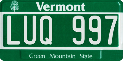 VT license plate LUQ997