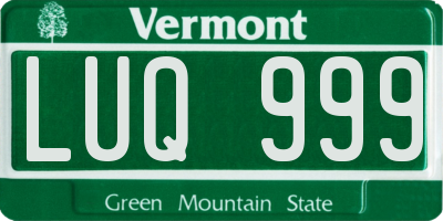 VT license plate LUQ999