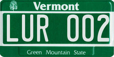 VT license plate LUR002