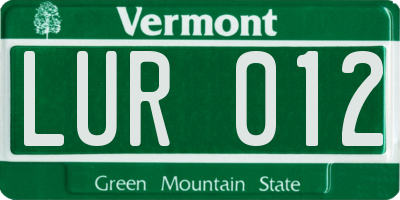 VT license plate LUR012