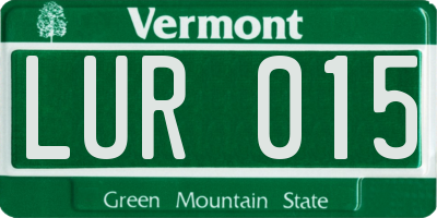 VT license plate LUR015