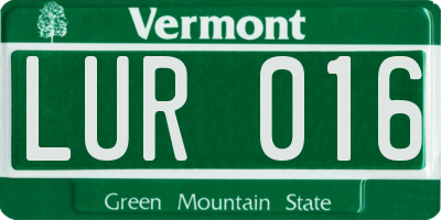 VT license plate LUR016