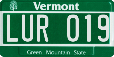 VT license plate LUR019